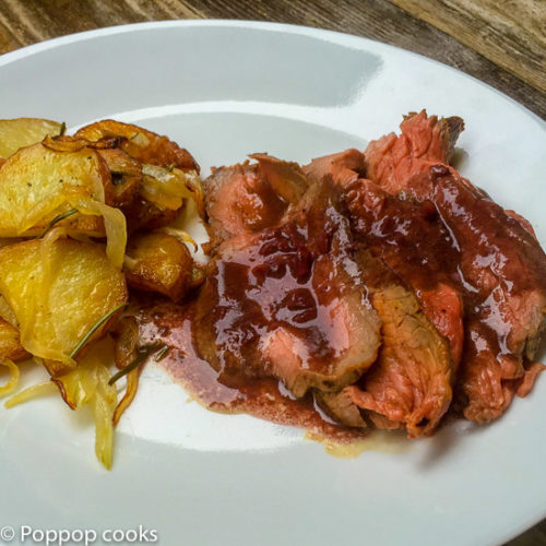 London Broil with Garlic Red Wine Sauce-8-poppopcooks.com